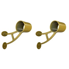 Athletic Bar Collared Ballet Brackets Single (Pair) Fixed Height Wall Mount Ballet Barre 2 Brackets Included for 1.5" to 1.67" Diameter for Wooden Ballet Barre Dowels (Gold A Shape)