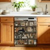 Black Cat Bookshelf Dishwasher Cover Magnet, 23 x 26 Inch