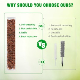 Bonviee 2 Pcs 15 Inch + 2 Pcs 24 Inch Plastic Moss Poles for Monstera – D-Shaped Plant Support for Climbing Vines, Compatible with Sphagnum Moss, Includes 2 Garden Ties