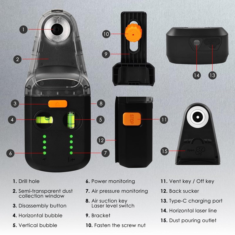 4-in-1 Wall Laser Leveler with Line Laser, Wall Mount Bracket,