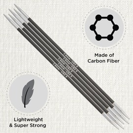 KnitPro 20 cm x 3 mm Karbonz Double Pointed Needles, Black and Silver