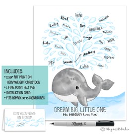 11x14 Inch Nautical Baby Shower Signature Poster, Whale Themed Baby Shower Decorations, Nautical Baby Shower Guestbook Alternative Nautical Nursery Ideas
