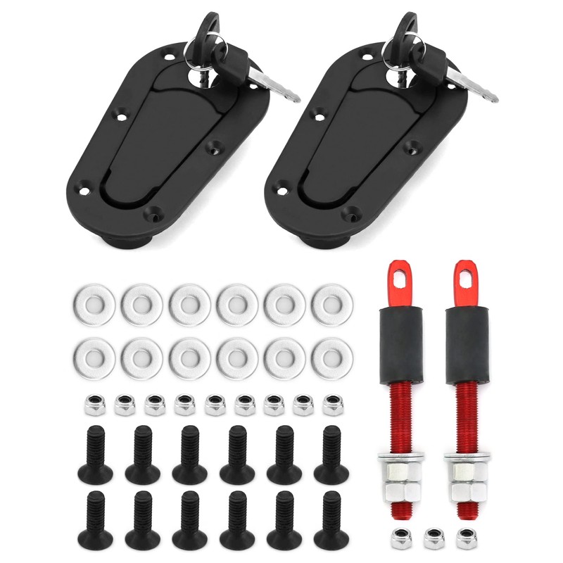 QWORK Flush Hood Latch and Pin Kit, Universal Racing Car