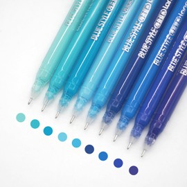 Yolaka Gel Pens with Fine Point 0.6mm, 9 Colors Drawing Pencils for Adult Coloring Books Smooth Writing Pen Set for Journaling(Blue Style)