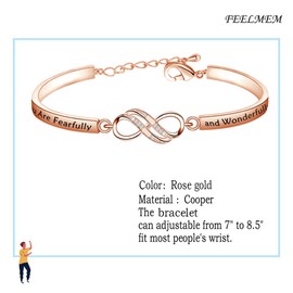 FEELMEM Religious Jewelry Baptism Gift You Are Beautiful for You Are Fearfully and Wonderfully Made Infinity Bracelet PSALM 139:14 Gift (You Are Beautiful-RG)