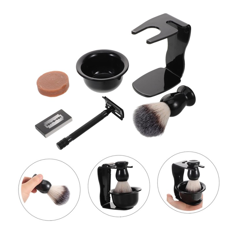 Gatuida 1 Set Shaving Brush Kit with Foaming Bowl Razor