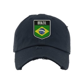 ALLNTRENDS Brazil Flag Soccer Cap Pride Nation Flag Dad Hat Embroidery Countries Hats (Navy Blue)