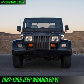 USR 87-95 Wrangler YJ 7x6 H6054 LED Sealed Beam Projector Headlight Low/High Beam Black H6052 Headlamp Assembly (Pair) Compatible with 1987-1995 Jeep Wrangler YJ Laredo Islander Sahara S SE Rio Grande