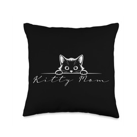 Cute Cat Minimalistic Design - KITTY MOM 1 - Fan Fun Throw Pillow