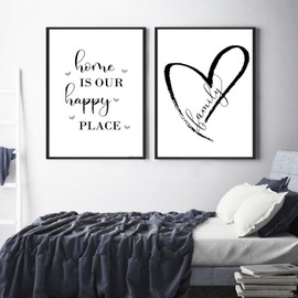 Herfair Pictures Living Room Posters Set of 2 Black and White Love Text Wall Pictures Living Room Simplicity Wall Decoration Canvas Pictures Without Frame (21 x 30 cm)