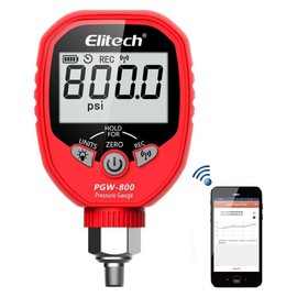 Elitech PGW-800 HVAC Digital High Pressure Gauge IP65 Waterproof -14.5~800 PSI 1/8'' NPT
