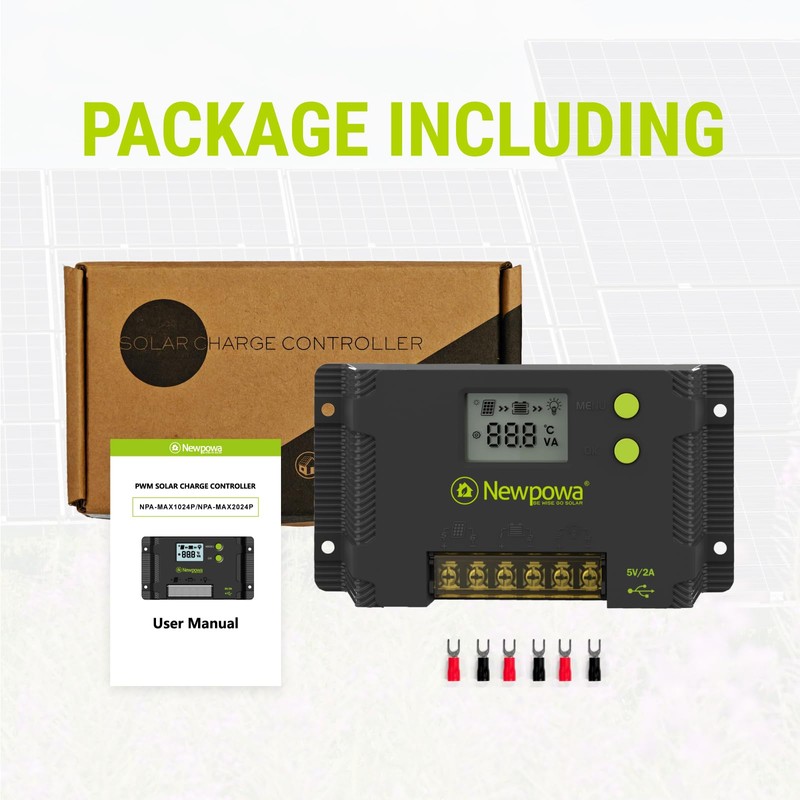 Newpowa 10A PWM Solar Charge Controller 12V/24V LCD Display Off