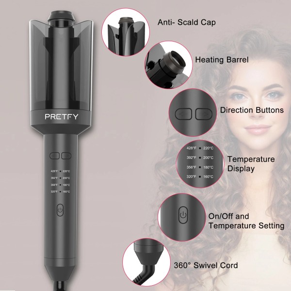 Unbranded Pretfy Auto Hair Curler Automatic Curling Iron With Rotate