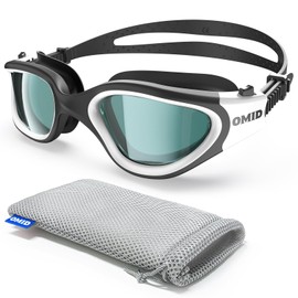 OMID Swimming Goggles Comfortable Polarized Swimming Goggles Anti-Fog Leakproof UV Protection Crystal Clear Vision Swimming Goggles for Men Women Adults Teens (Smoke)