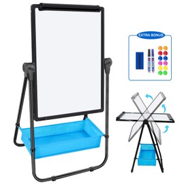 Dry Erase Board with Stand - Double Sided 28"x20" Portable Writing Whiteboards, Height Adjustable & 360° Rotating U Stand Magnetic Whiteboard for Home, School, Restaurant & Presentation