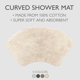 Allure Curved Bath Mat 48 x 80cm – 100% Cotton Shower Mat, Supersoft, Absorbent, Washable (Stone)