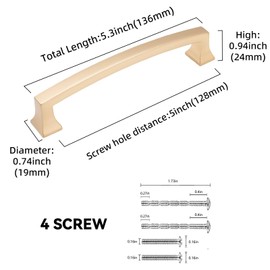 BUKOBYHE 10 Pack 5 Inch(128mm) Cabinet Pulls Champagne Bronze Kitchen Cabinet Pulls Drawer Pulls Solid Cabinet Hardware