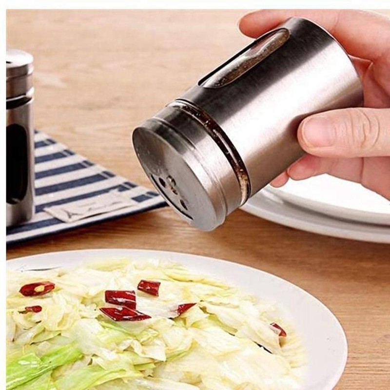 【morning place】 Stainless Steel Seasoning Can Set, Salt, Pepper, Sugar
