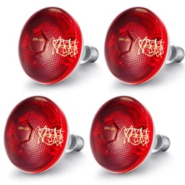 VIHOSE 4 Pack Infrared Heat Lamp for Chickens 250watt 120v Thickened Red Heat Lamp Bulbs for Food Service, Reptile, Pet, Bathroom, Light Therapy Use E26 Base