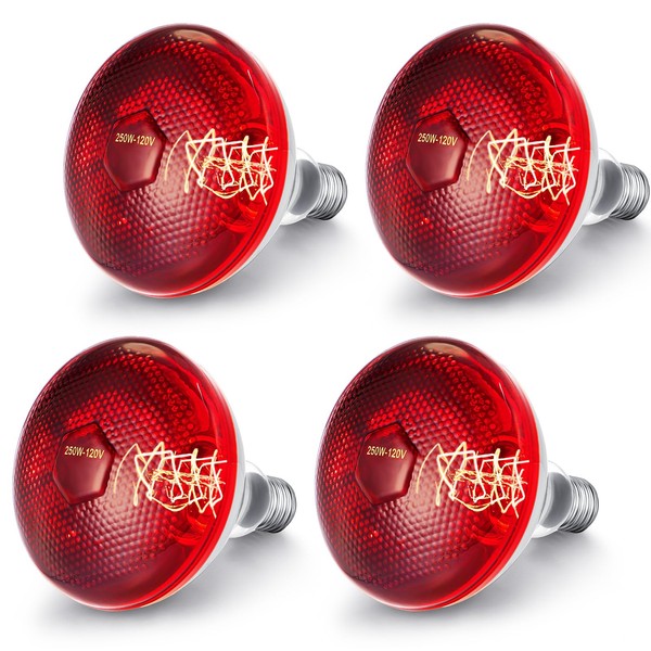 VIHOSE 4 Pack Infrared Heat Lamp for Chickens 250watt 120v