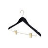 Quality Black Wooden Skirt Hangers with Clips, 20-Pack Smooth Solid