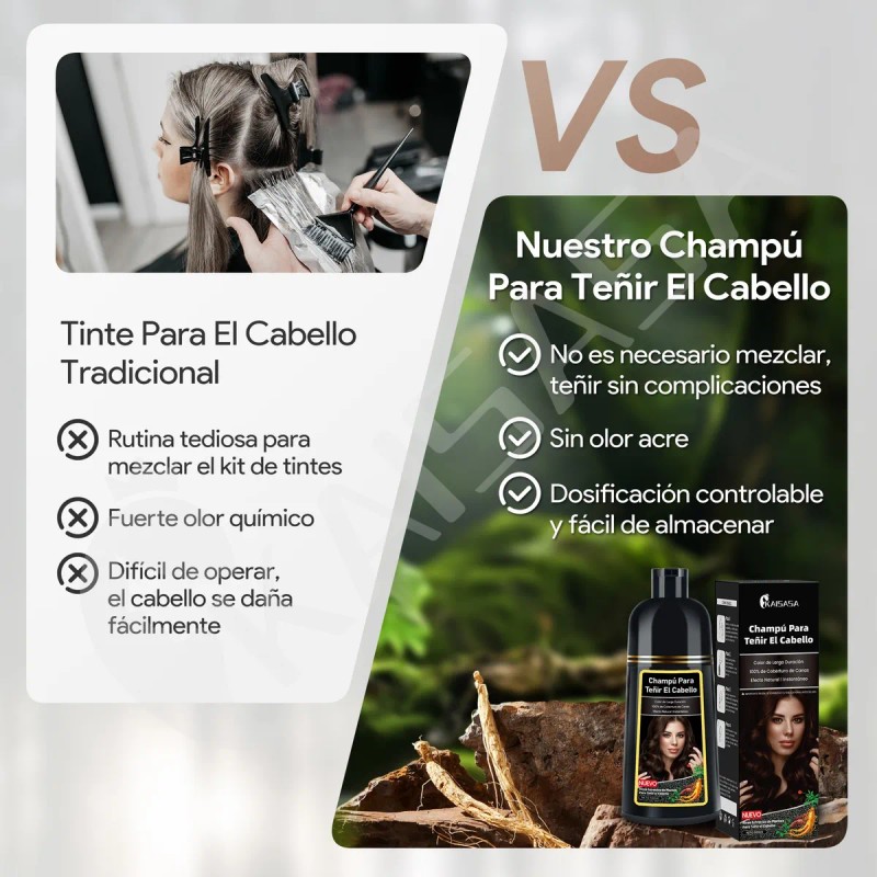 Kaisasa Shampoo Con Tinte Para Cubrir Canas 2 Pzs