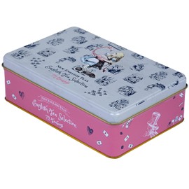 New English Teas Alice in Wonderland Tea Caddy in Pink with 72 Assorted English Tea Bags, Mad Hatter Tea Party Decorations