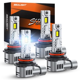 SEALIGHT 9005/HB3 9006/HB4 Fog Bulb, 80,000LM High Power,6500K Cool White with 14000RPM Cooling Fan, 1:1 Size HB3 HB4 Fog Light, Plug and Play, Pack of 4