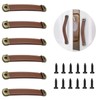 Oenothera Pack of 6 Leather Handles for Furniture, Vintage Furniture