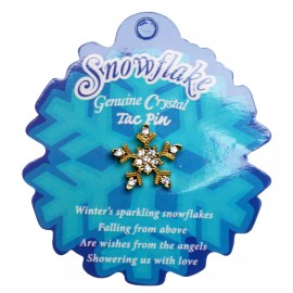 SPARKLING SMALL SNOWFLAKE TAC PIN  on POEM CARD    goldtone  ~   Set of 12 !!!!