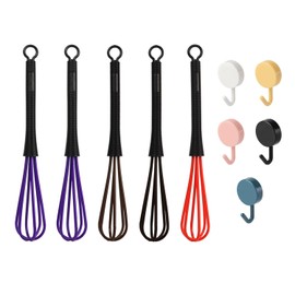 5 Piece Plastic Whisk with 5 Piece Hook, Mini Whisk, Whisk Accessories for Hairdresser, Mini Cream Whisk, Hair Dye Whisk