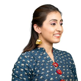 Bodha - by Shivansh Traditional Indian Gold Plated Fish Hook Large size Jhumka with Vintage Coin hangings for Women (SJE_303_G)