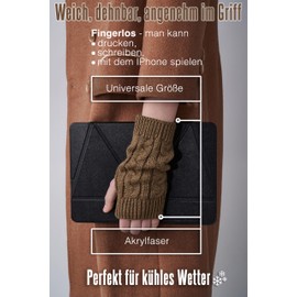 MERSADA Gloves without fingers hand warmers mittens women's fingerless gloves with lace, light brown