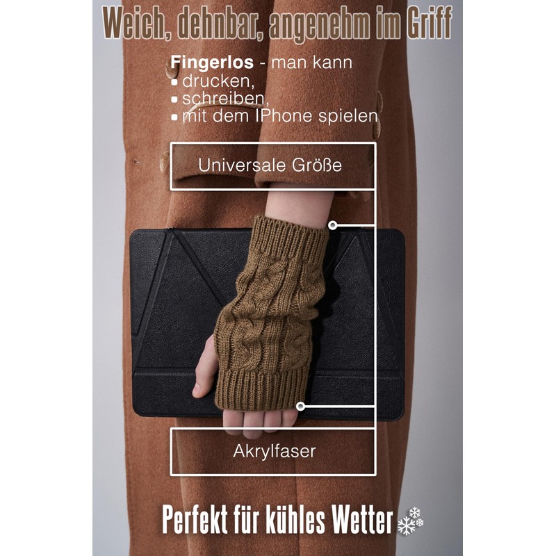 MERSADA Gloves without fingers hand warmers mittens women's fingerless gloves