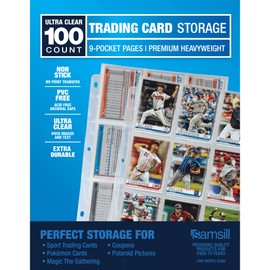Samsill 100 Pack 9 Pocket Page Protector, Trading Card Sleeves Pages Baseball for 3 Ring Binder, Sheets Standard Size Cards, Sport Game Business Cards