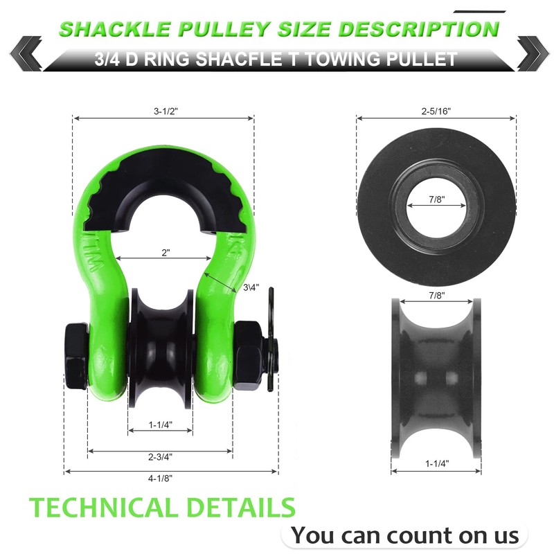 AMBULL Upgraded Snatch Block, 3/4" D Ring Shackle (2 Pack)