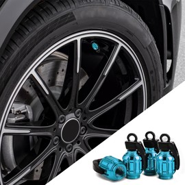 4 Pcs Car Tire Valve Stem Caps, Aluminum Valve Stem Caps, Universal Stem Covers for Cars Tire Caps, SUVs, Bike, Trucks and Motorcycles (Sky Blue)