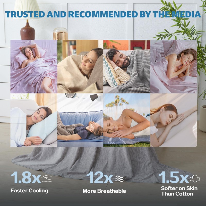 Cooling Blanket Throw Size, 50"x70" Cooling Blankets for Hot Sleepers,