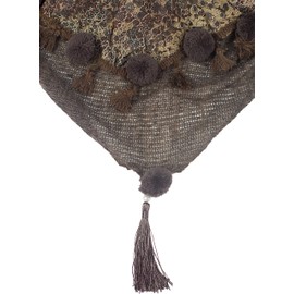 fashionchimp Women's Scarf with Decorative Tassels and Pattern Mix Embroidery Fringe Scarf Triangle Scarf, Pattern-Brown