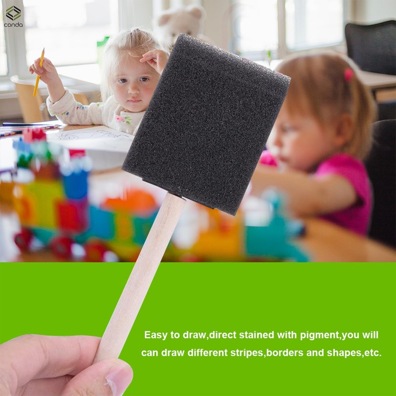 conda 25 Pack Different Size Assorted Foam Brush Set Wood