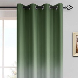 Yakamok Light Blocking Gradient Color Curtains Sage Green Ombre Blackout Curtains Room Darkening Grommet Window Drapes for Living Room/Bedroom (Sage Green,2 Panels,52x84 Inch)