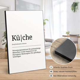 ARTFAVES® Wooden Picture - German Word Explanation / Duden Definition: Küche – Black and White Decorative Wall Picture Wooden Sign with Slogan / 19 x 28 x 1 cm / Living Room / Bedroom