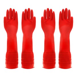 JTMKYO 2 Pieces Extra Long Kitchen Cleaning Rubber Gloves, Waterproof Gloves, Thickened Rubber, Resistant to Elbow Scratches, Non-Slip, Suitable for Housework Cleaning