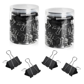 FUNCYboo 120 Pcs Small Black Stainless Steel Binder Clips (0.59 inch)