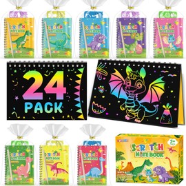 LIKYMO Party Bag Fillers for Kids - 24 Pack Rainbow Scratch Notebook Party Favors for Kids Scratch Arts Crafts for 4-12 Years Old Girls Boys Birthday Christmas Classroom Gifts
