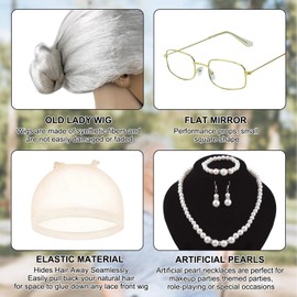 Pack of 6 Grandma Wigs, Grey Grandma, Fancy Dress Grandma