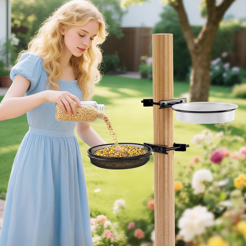 Bird Feeder for Railing Pole, Bird Feeding Station with Metal