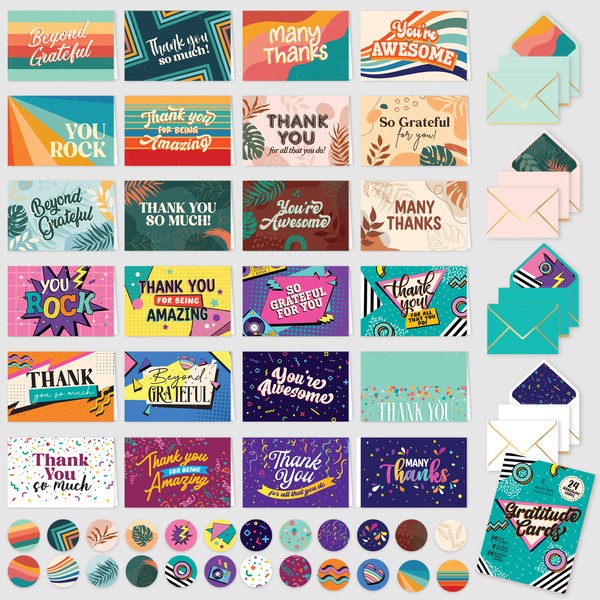 Decorably Assorted Cards with Envelopes & Stickers - 24 Assorted