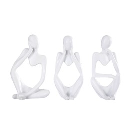 TYBBLY 3 Pcs Thinker Statue Set White Abstract Sculptures Home Decor Modern White Decor Accents Statuesfor Bookshelf Coffee Table Shelf Desktop Office Decor Collectible Figurines Art Decor