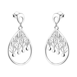 SOFIA MILANI - Women's Earrings 925 Silver with Zirconia Stones - Oval Leaf Earrings, Sterling Silver, Cubic Zirconia
